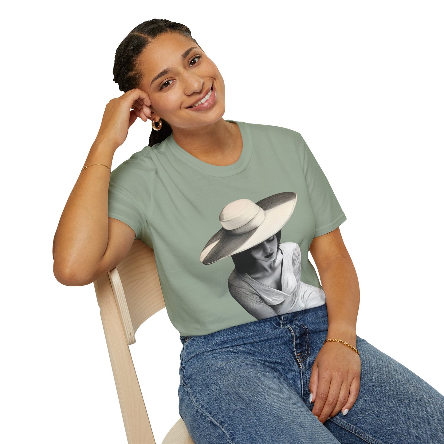 Artistic Women's Softstyle T-Shirt - Charcoal art Design