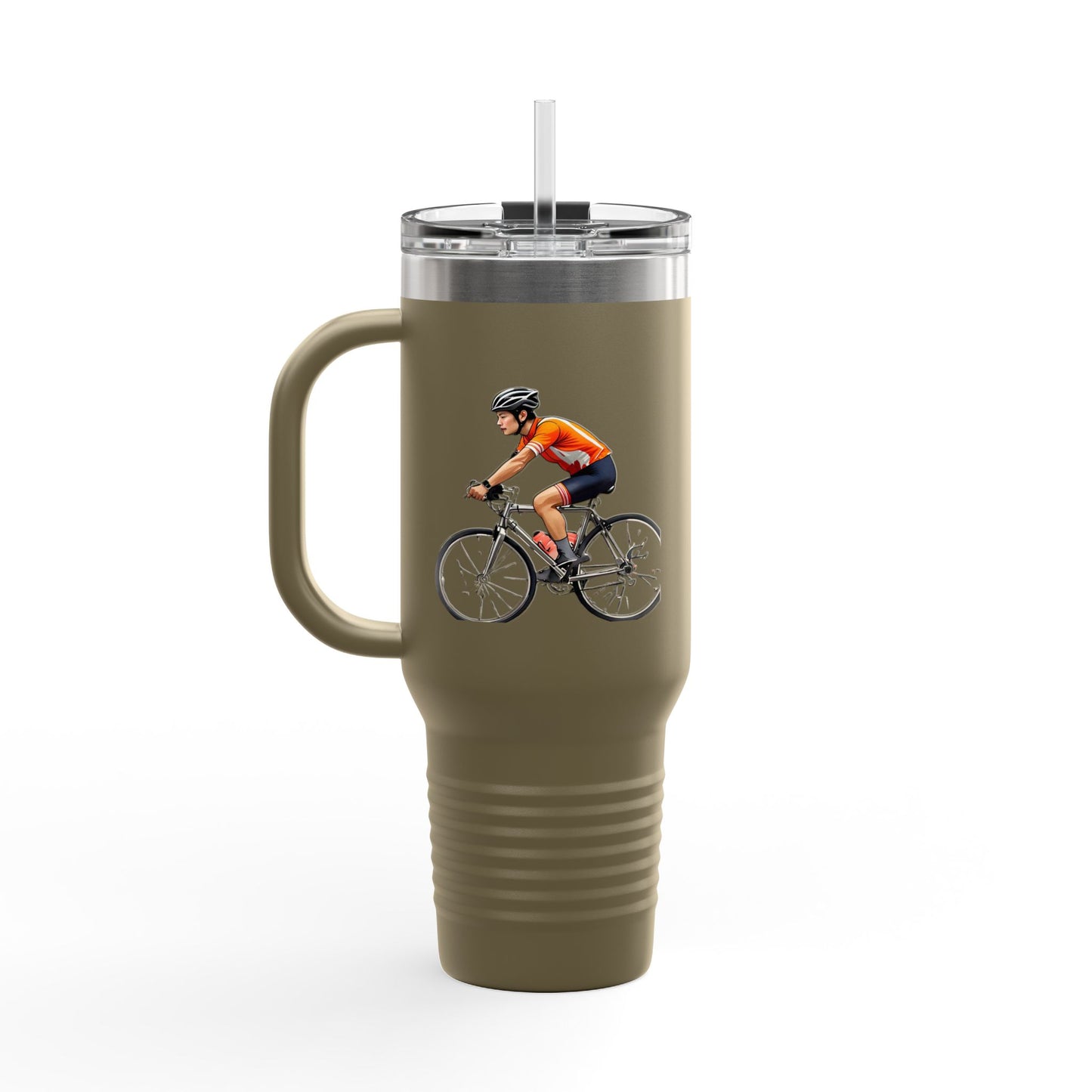 Cycling Enthusiast Insulated Travel Mug - 40oz, Perfect for Adventurers and Coffee Lovers