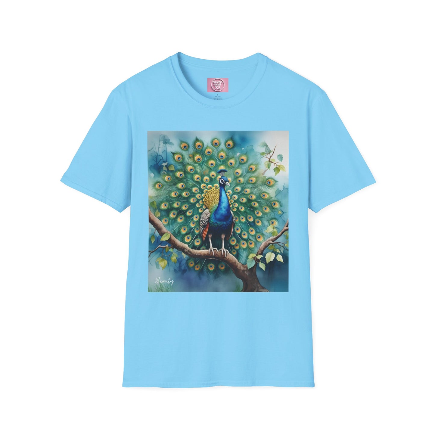 Colorful Peacock Unisex Softstyle T-Shirt - Vibrant Nature Art Tee