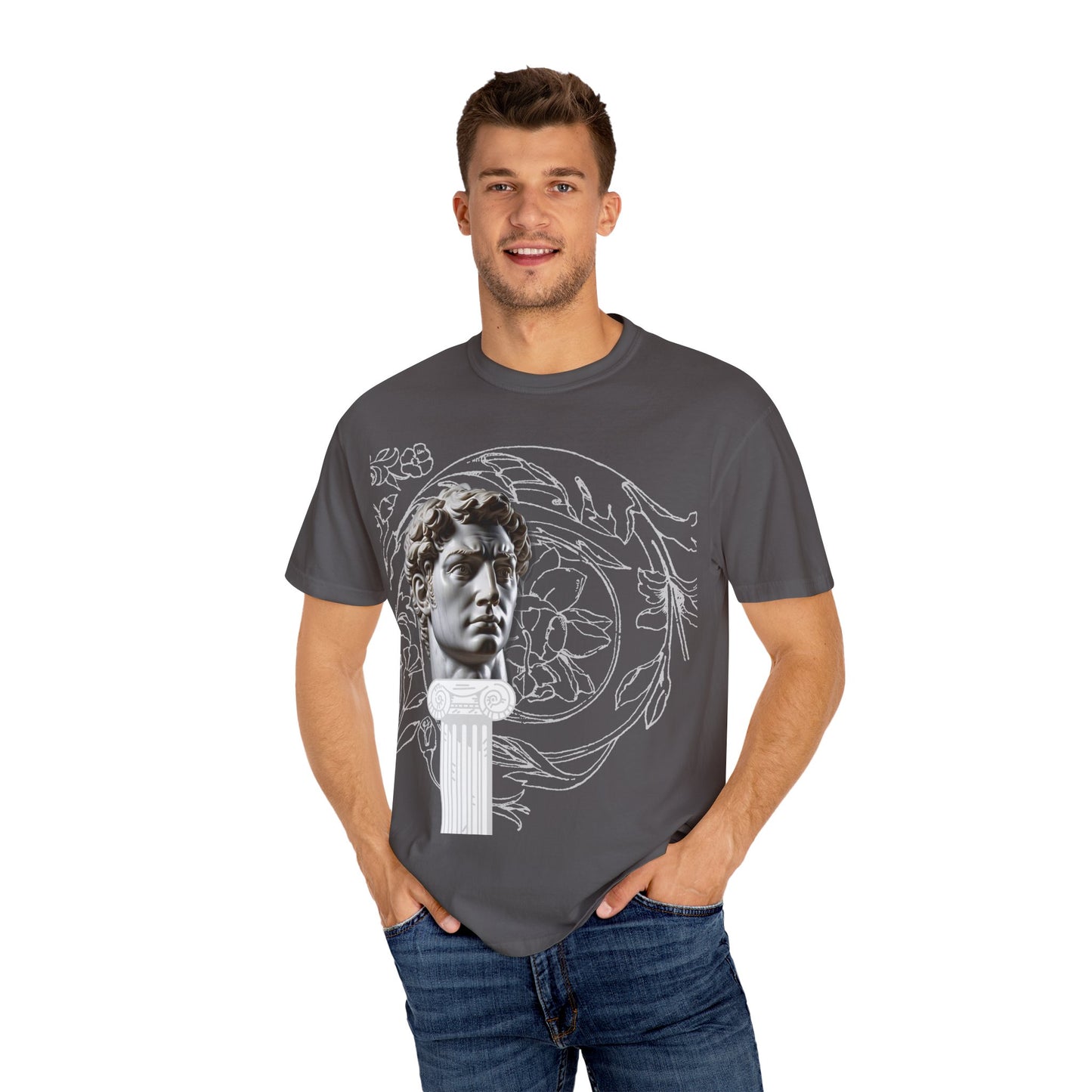 Artistic Roman Garment-Dyed T-shirt - Classic Sculpture Design