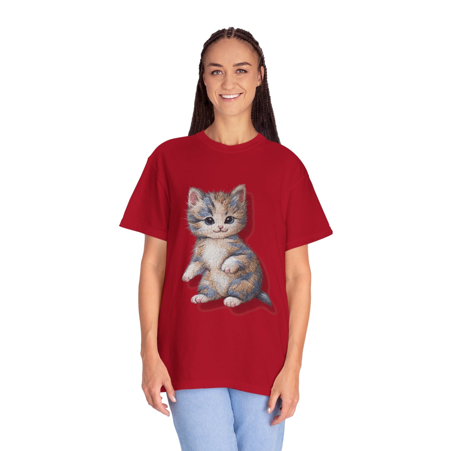 Adorable Cat Graphic Unisex Garment-Dyed T-Shirt