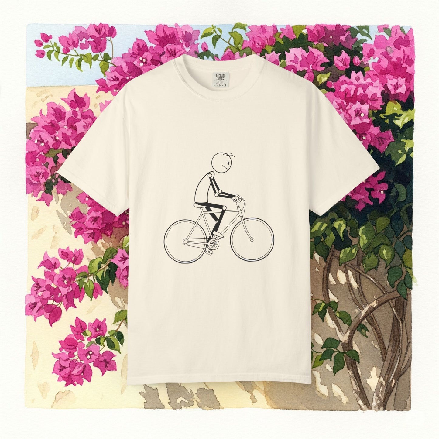 Unisex Bicycle Art Tee, Garment-Dyed T-Shirt for Cyclists, Casual Summer Wear, Gift for Bike Lovers, Eco-Friendly Fashion