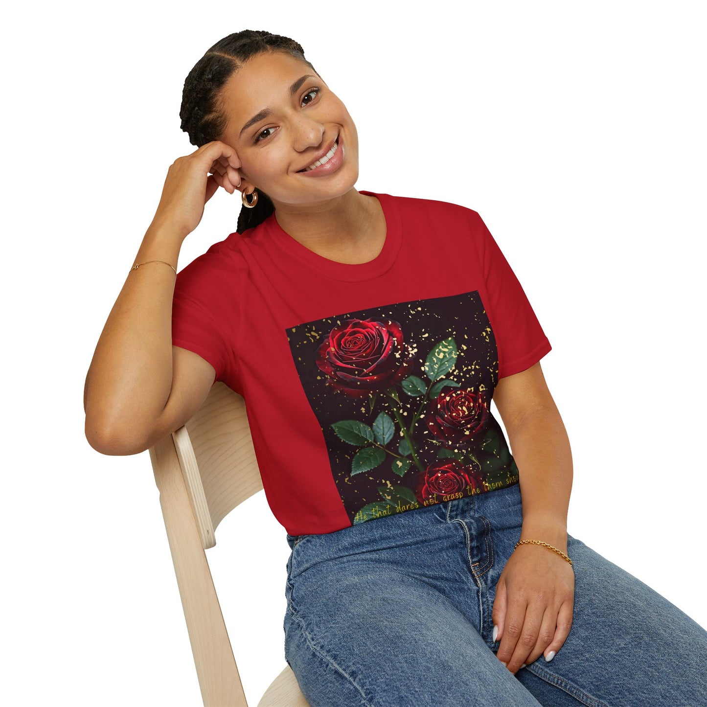 Elegant Rose Graphic T-Shirt - Inspirational Quote Design
