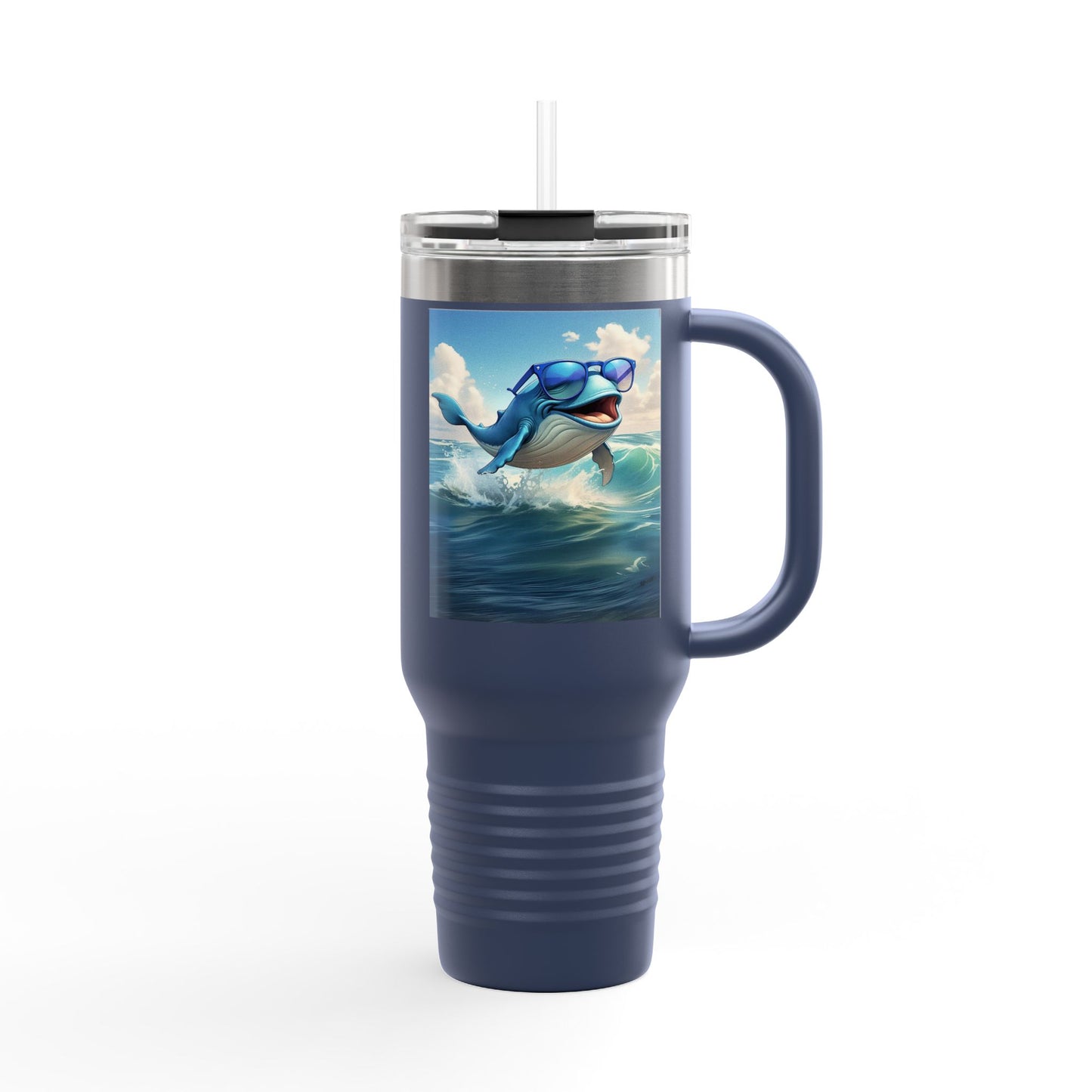 Funny Whale Insulated Travel Mug - 40oz Tumbler with Straw - Perfect for Outdoor Adventures and Gifts