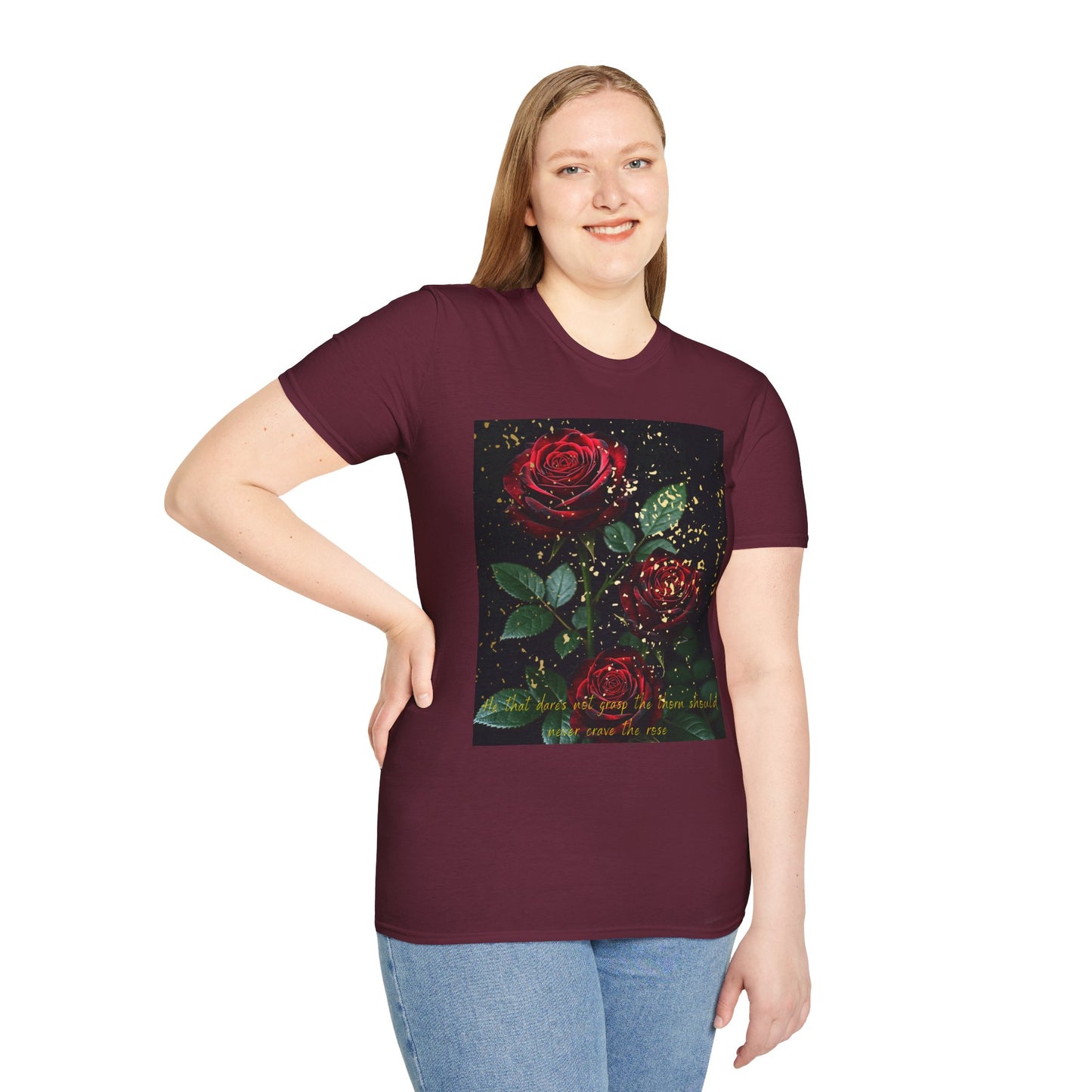 Elegant Rose Graphic T-Shirt - Inspirational Quote Design
