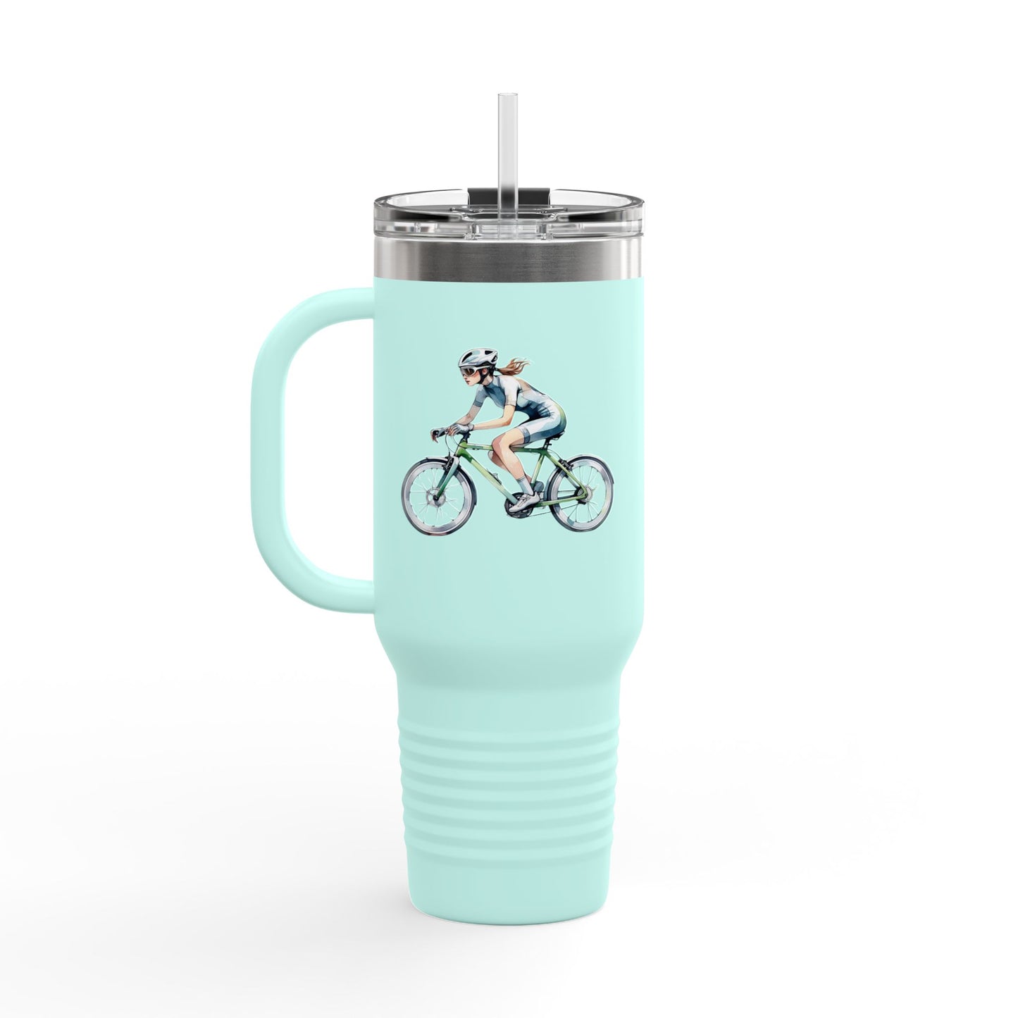 Cycling Enthusiast Insulated Travel Mug | 40oz with Bicycle Design | Perfect for Outdoor Adventures