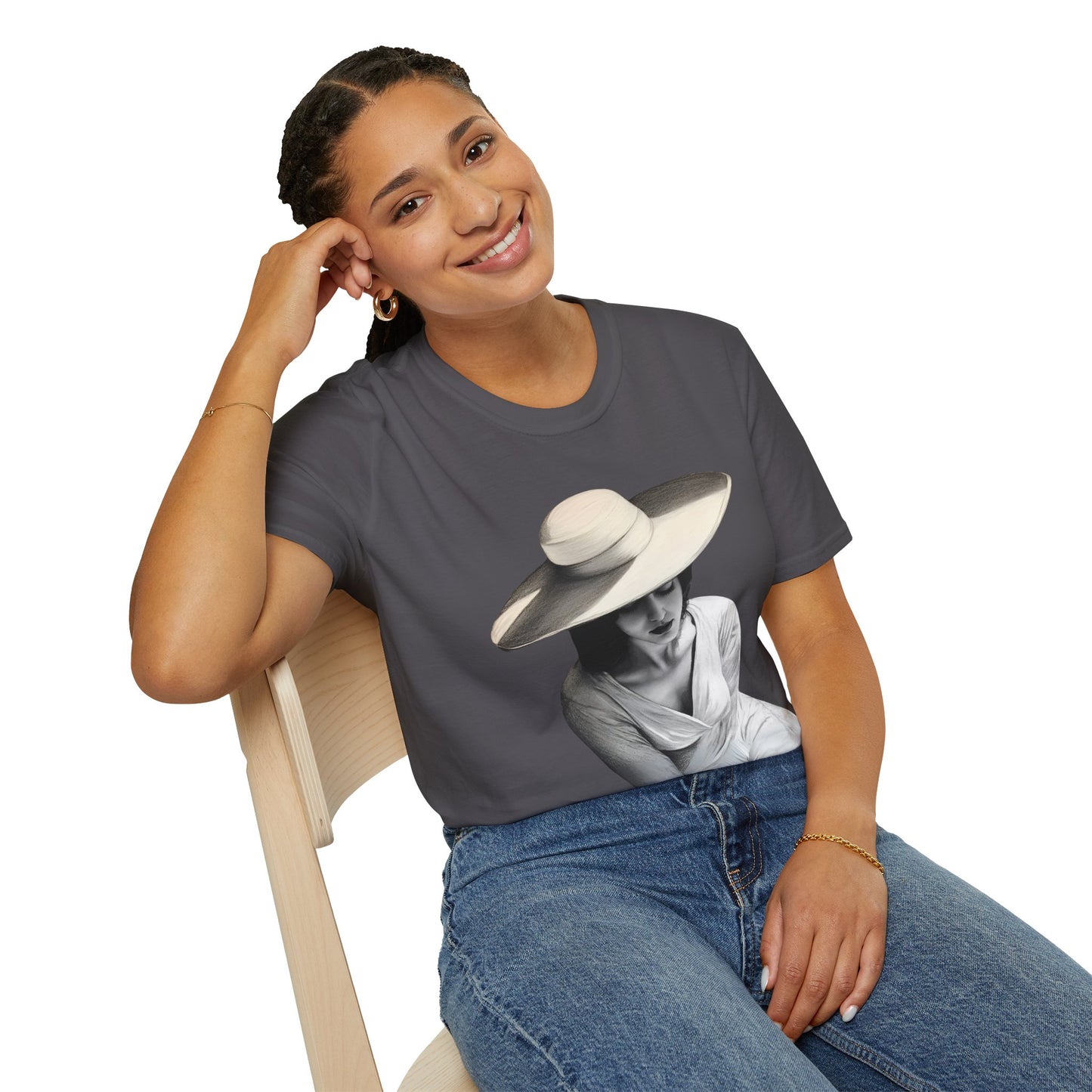 Artistic Women's Softstyle T-Shirt - Charcoal art Design