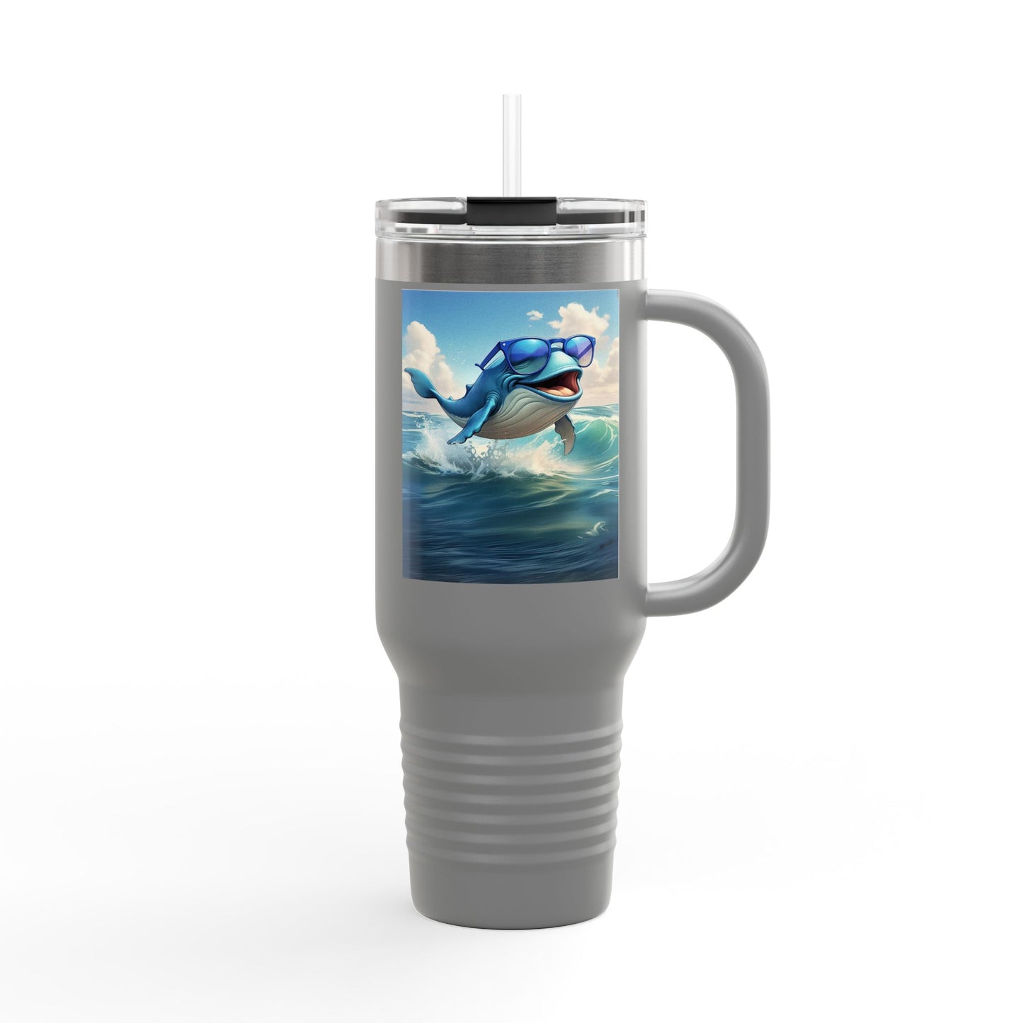 Funny Whale Insulated Travel Mug - 40oz Tumbler with Straw - Perfect for Outdoor Adventures and Gifts