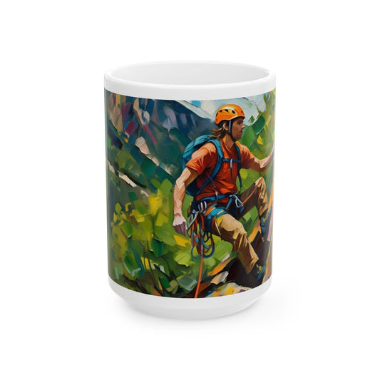Adventure Climber Ceramic Mug (11oz, 15oz) - Perfect for Outdoor Enthusiasts