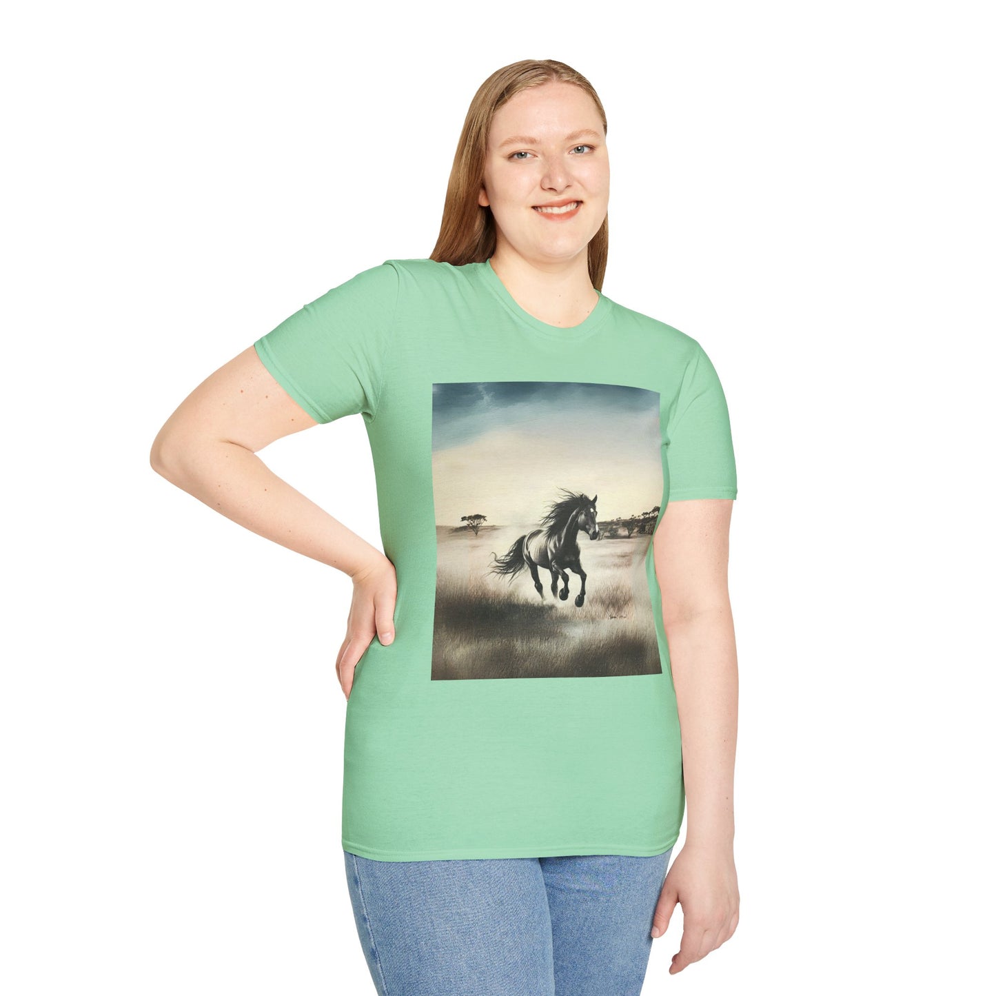 Majestic Horse Unisex Softstyle T-Shirt - Nature Inspired Graphic Tee