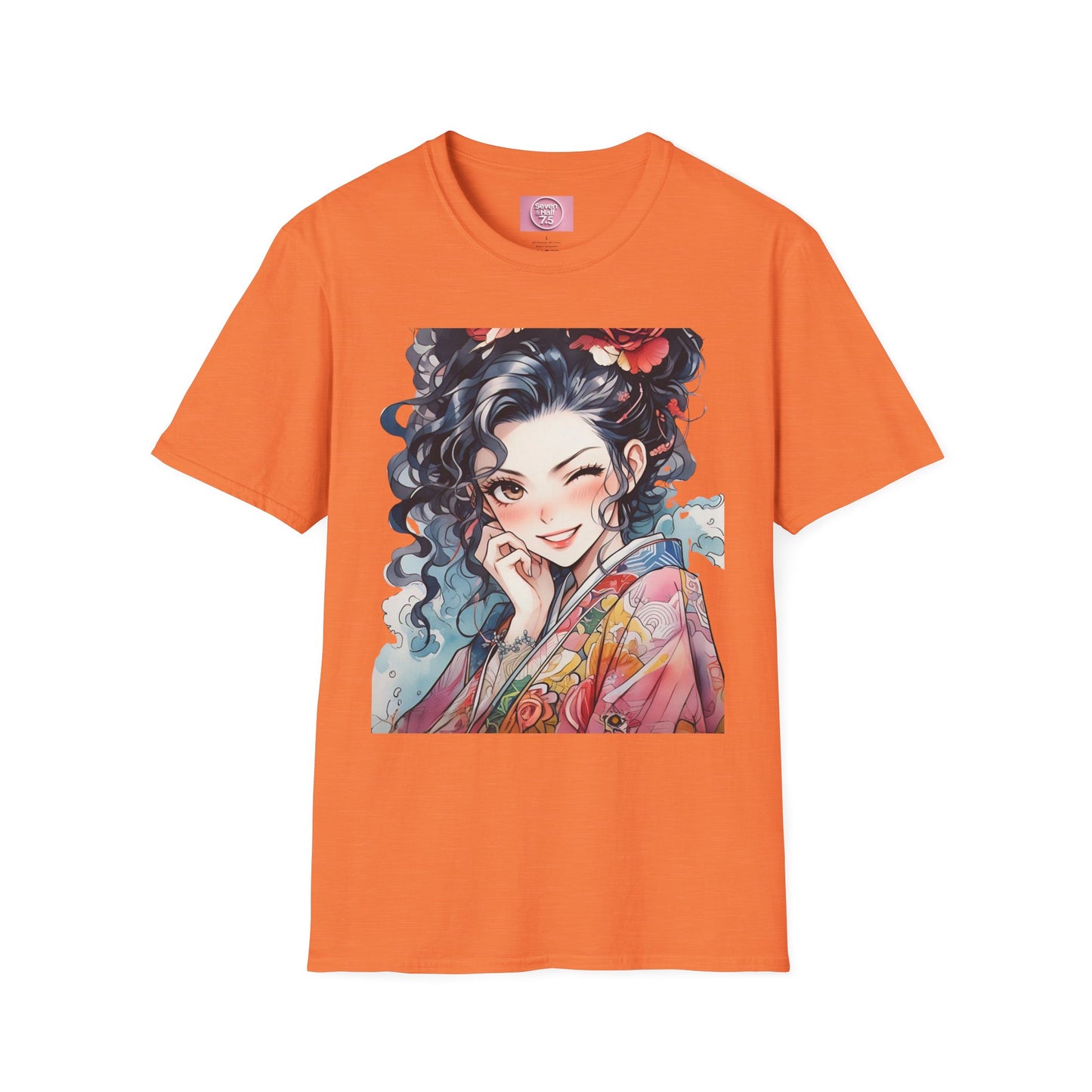 Stylish Unisex Softstyle T-Shirt - Charming Kimono Girl Design