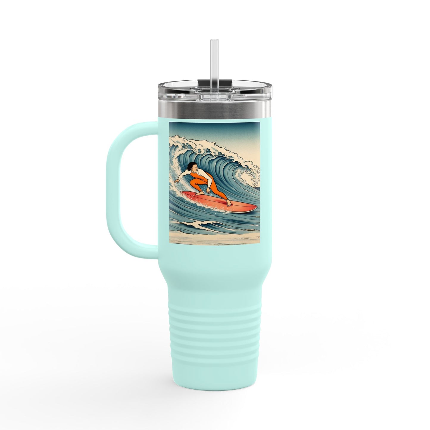 Surf Wave Insulated Travel Mug - 40oz Water Bottle for Beach Lovers