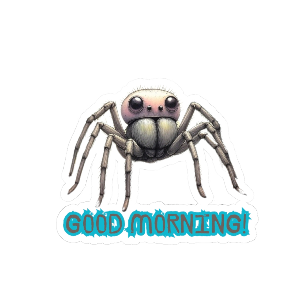 Cute Spider Good Morning Kiss-Cut Stickers | Fun & Whimsical Designs for Laptop, Journal, and More