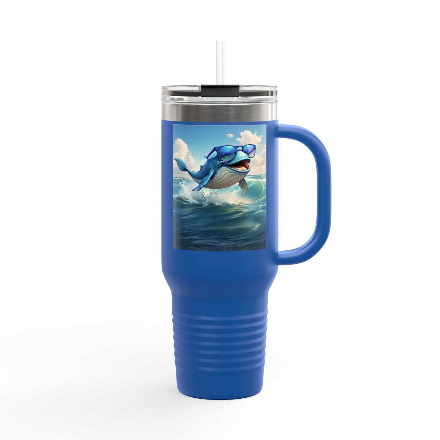Funny Whale Insulated Travel Mug - 40oz Tumbler with Straw - Perfect for Outdoor Adventures and Gifts