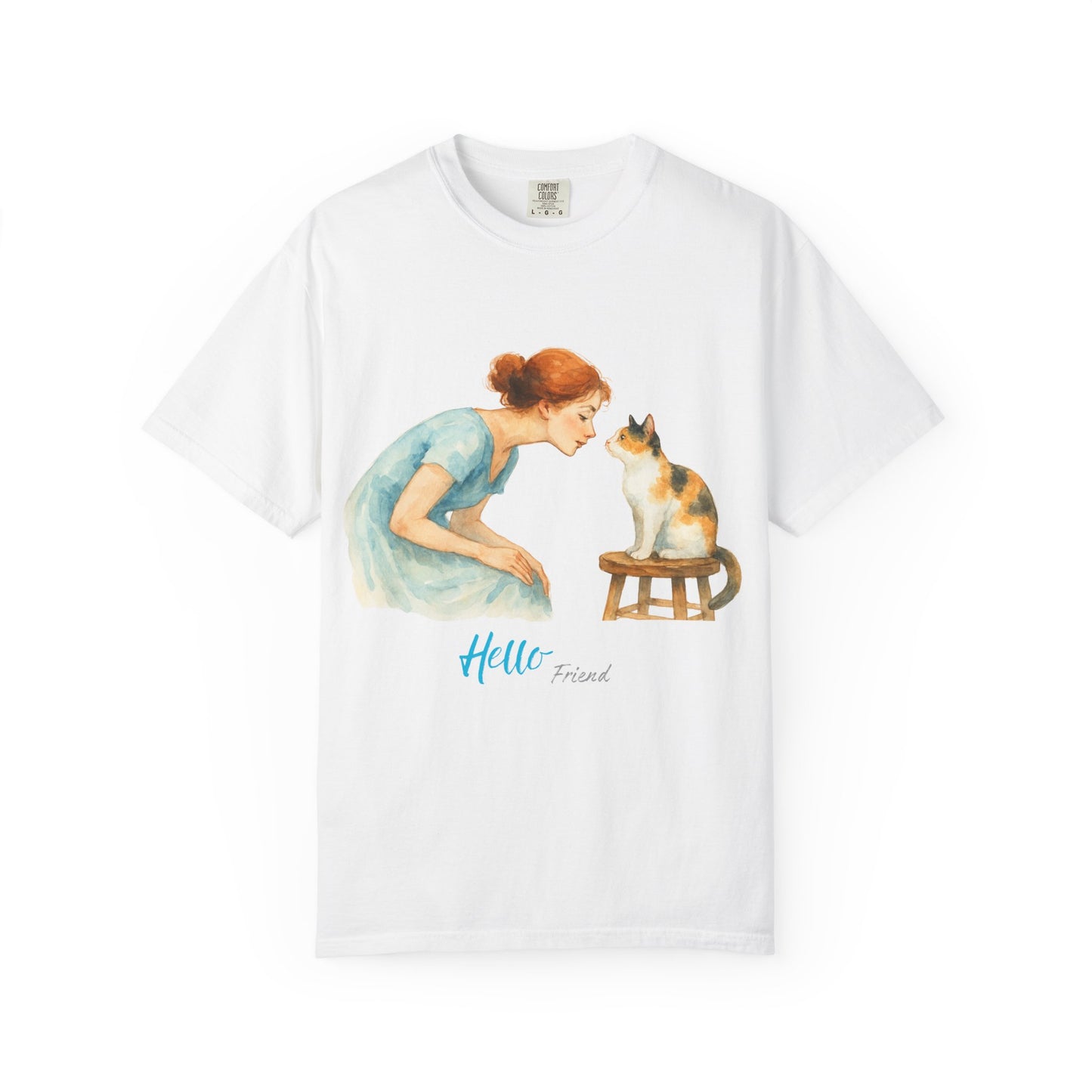 Hello Friend Cat Lover T-Shirt - Unisex Garment-Dyed Tee