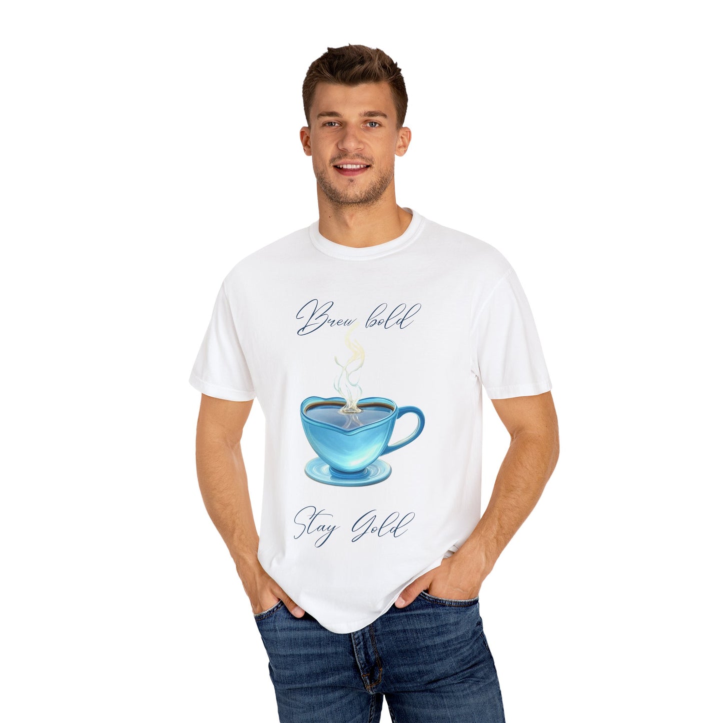 Brew Bold Unisex Garment-Dyed T-Shirt - Coffee Lover's Design