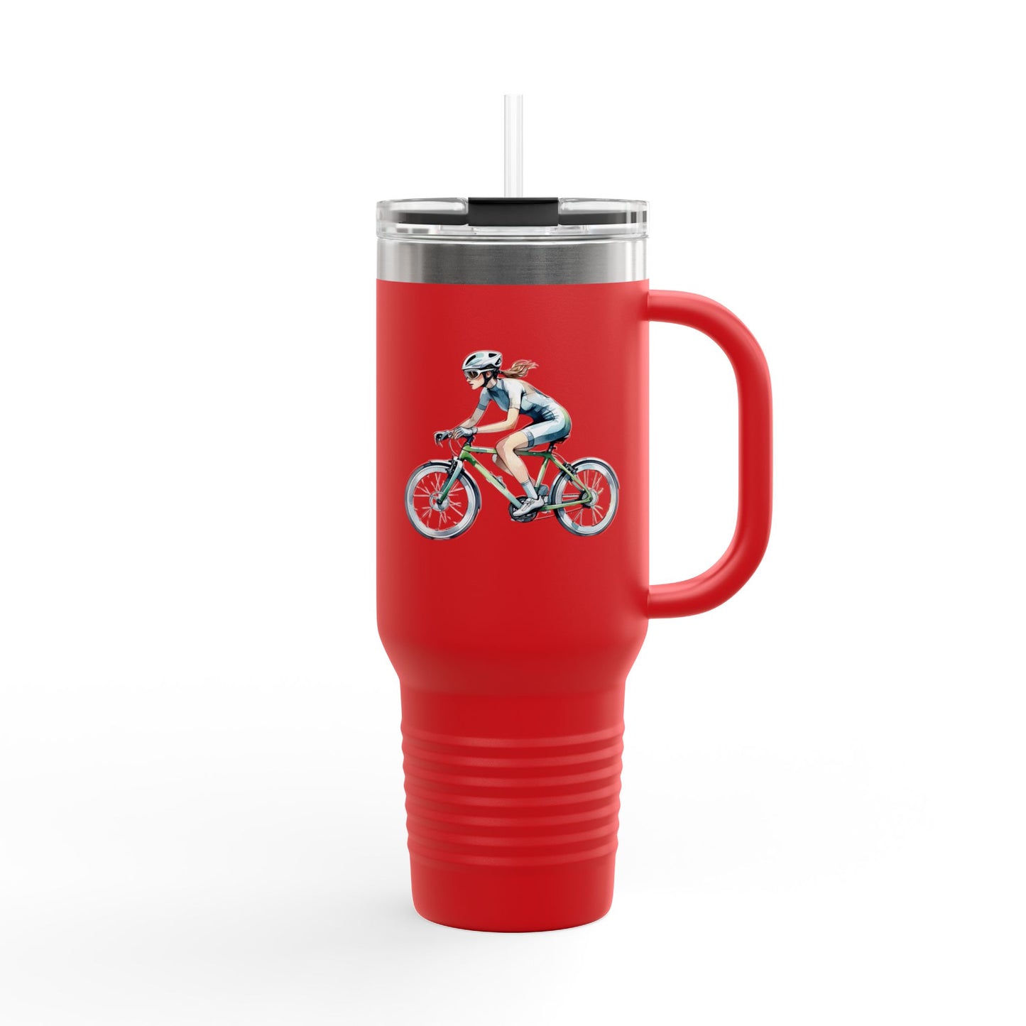 Cycling Enthusiast Insulated Travel Mug | 40oz with Bicycle Design | Perfect for Outdoor Adventures