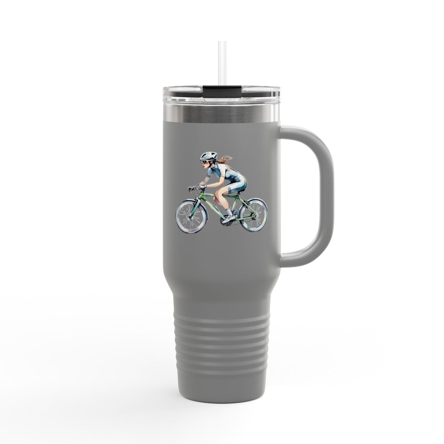 Cycling Enthusiast Insulated Travel Mug | 40oz with Bicycle Design | Perfect for Outdoor Adventures