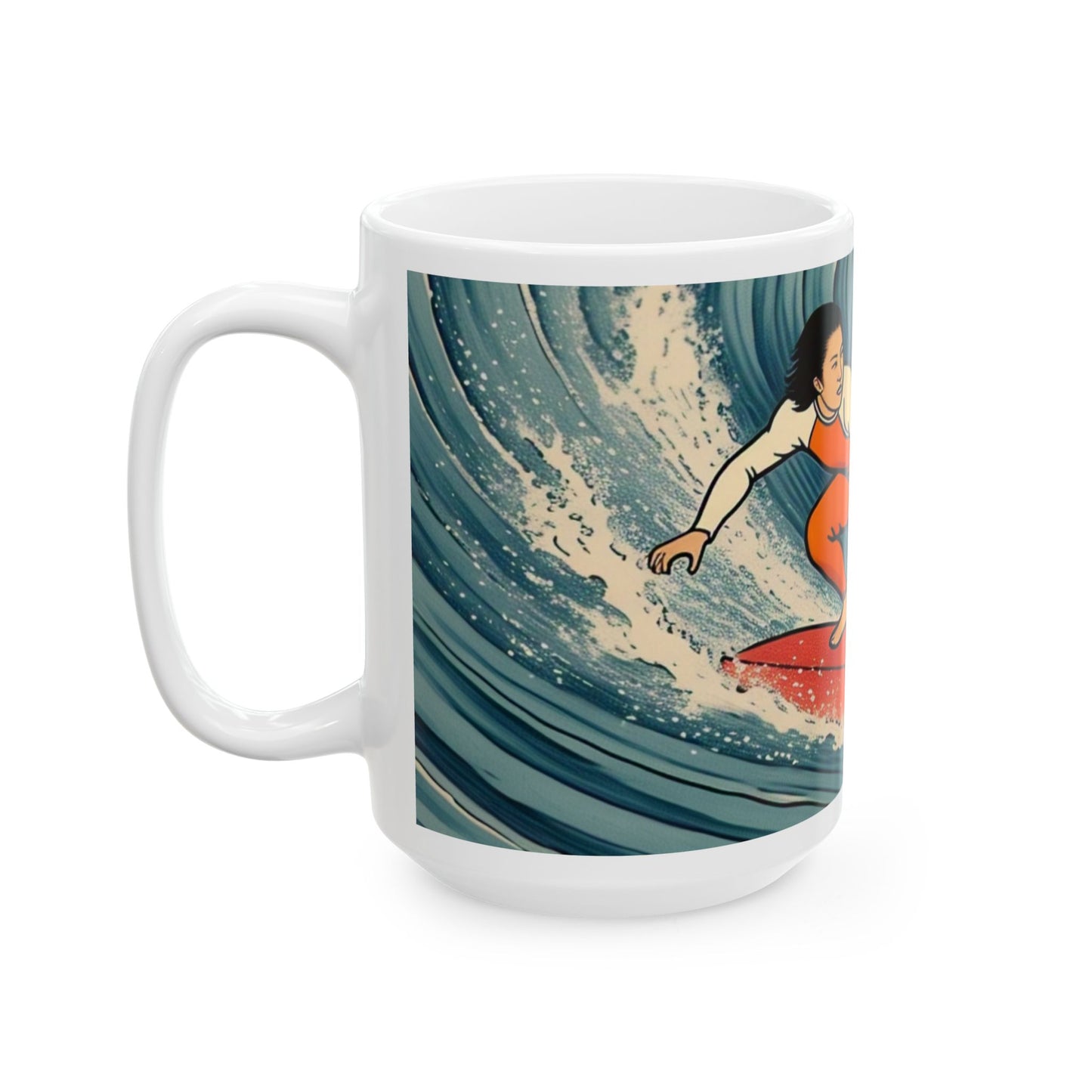 Surfing Waves Ceramic Mug - Stylish 11oz & 15oz Coffee Cup for Beach Lovers
