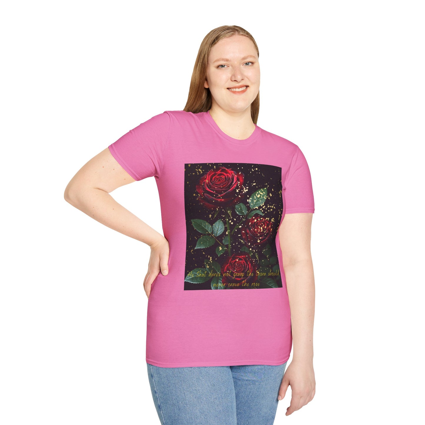 Elegant Rose Graphic T-Shirt - Inspirational Quote Design
