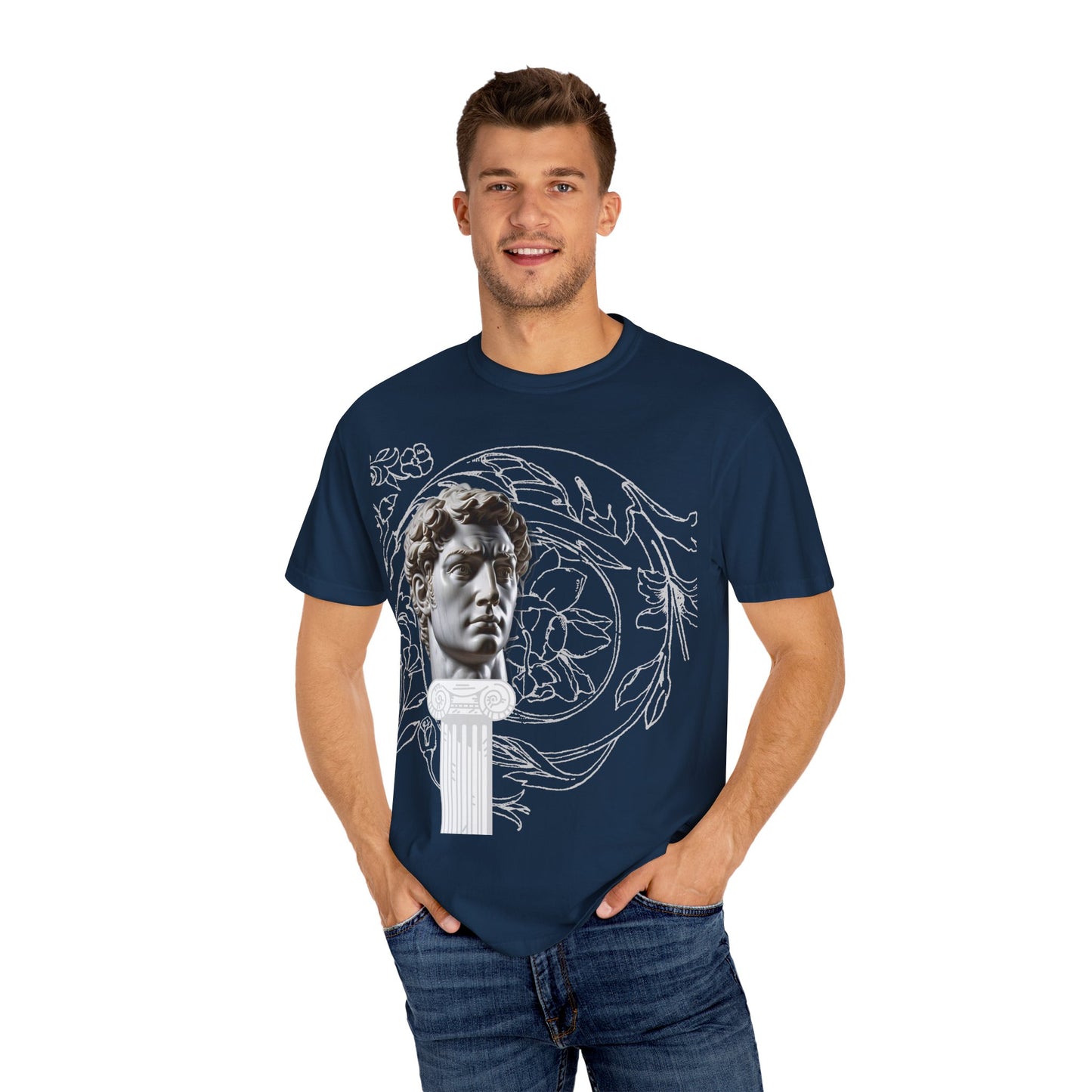 Artistic Roman Garment-Dyed T-shirt - Classic Sculpture Design