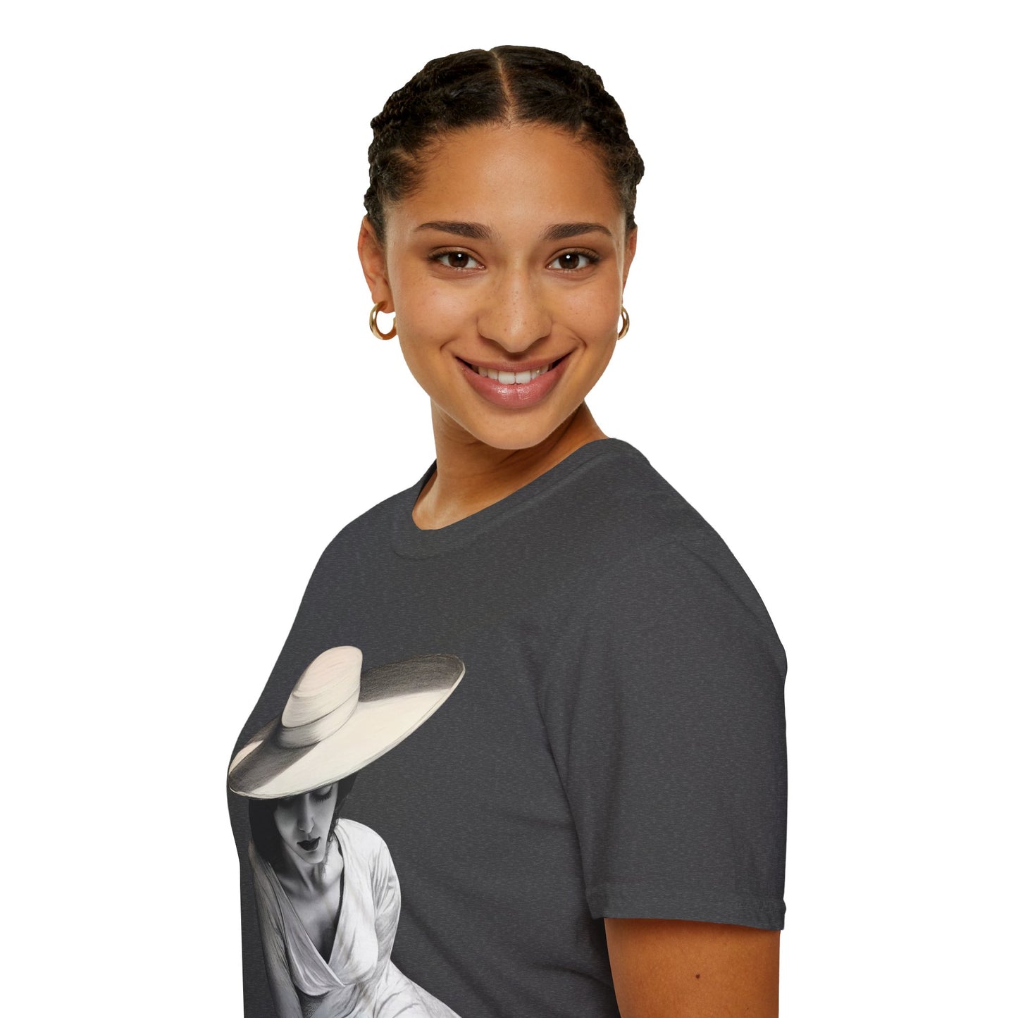 Artistic Women's Softstyle T-Shirt - Charcoal art Design