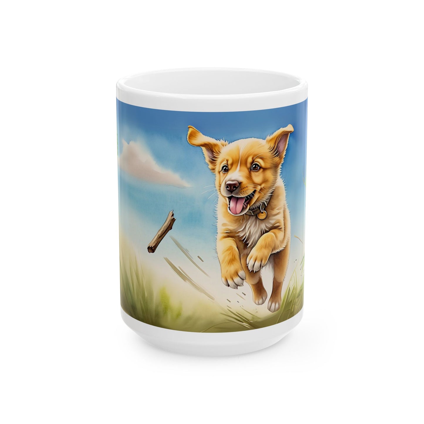 Playful Puppy Ceramic Mug - Perfect for Dog Lovers and Nature Enthusiasts
