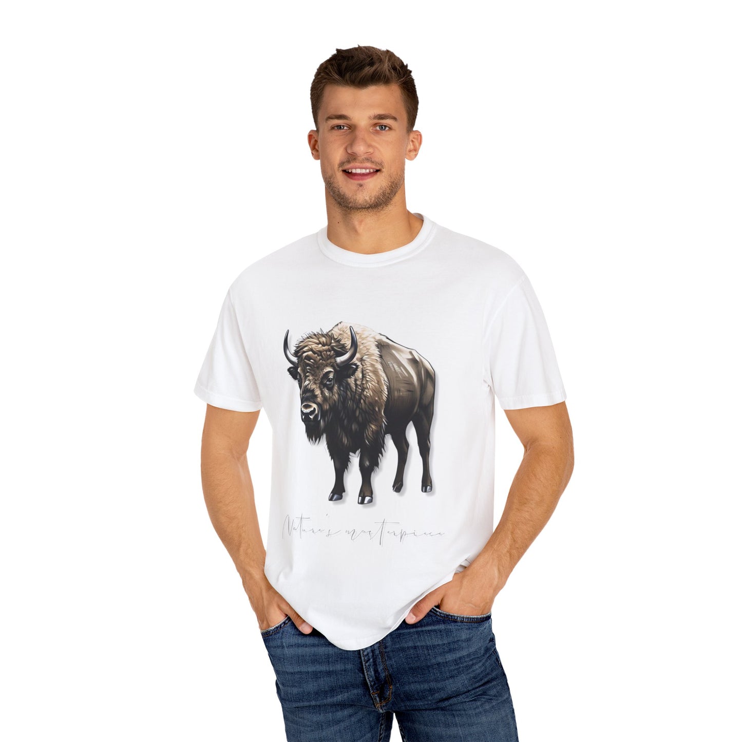 Nature-Inspired Buffalo Unisex T-Shirt - Garment-Dyed Design