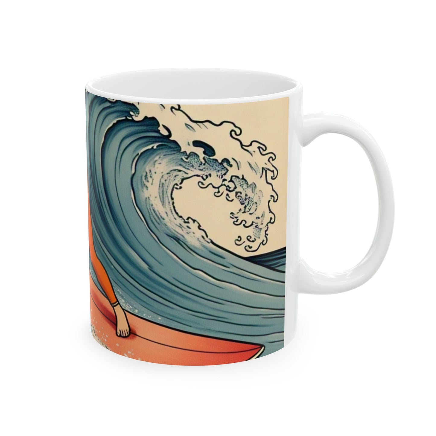 Surfing Waves Ceramic Mug - Stylish 11oz & 15oz Coffee Cup for Beach Lovers