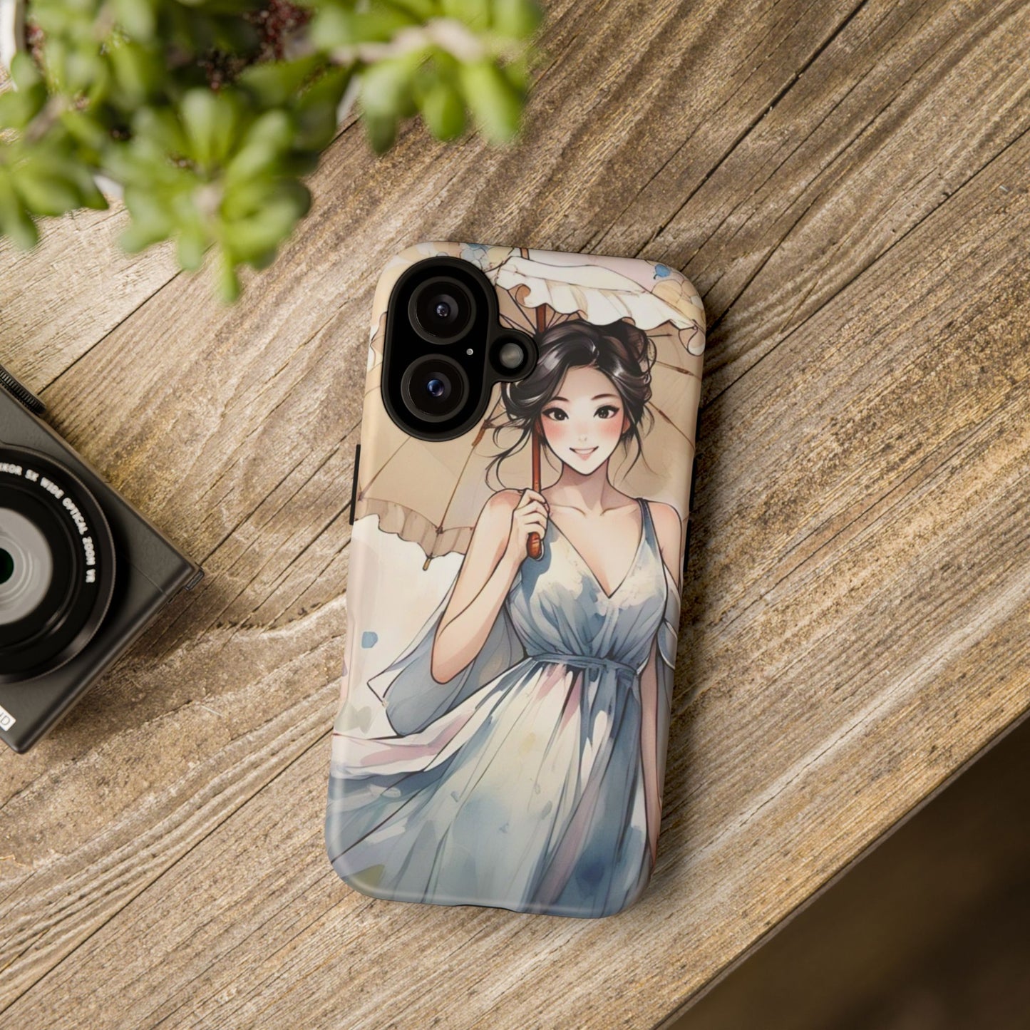 Elegant Floral Phone Case with Umbrella Design