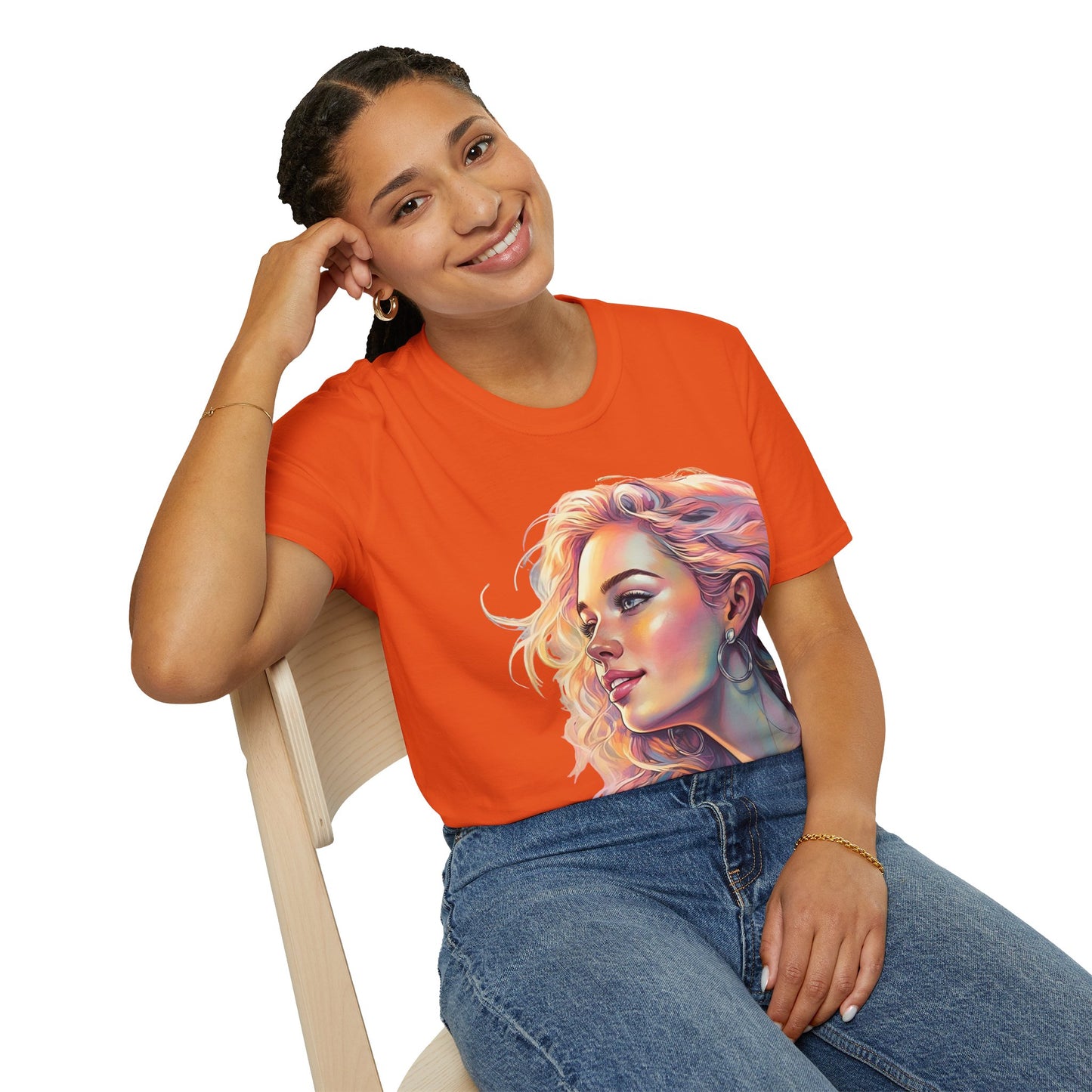 Artistic Women's Portrait T-Shirt - Women's Softstyle Tee for Creative Souls