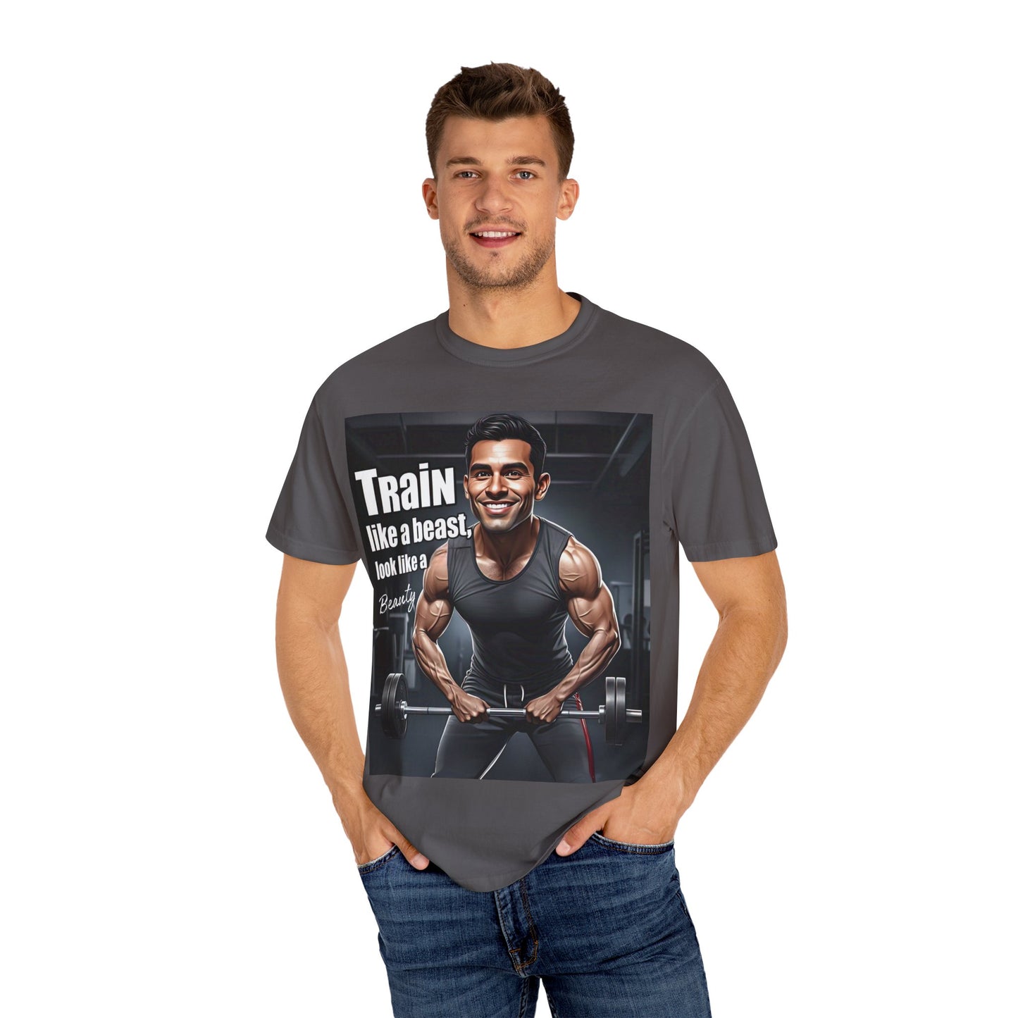 Motivational Fitness T-Shirt - 'Train like a beast, look like a beauty'