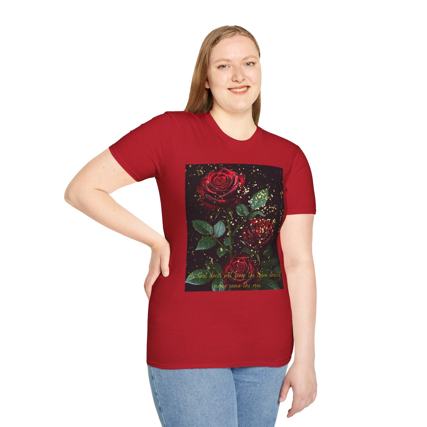 Elegant Rose Graphic T-Shirt - Inspirational Quote Design