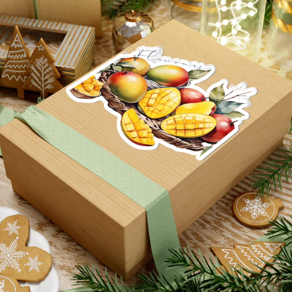 Fruits Kiss-Cut Stickers - Vibrant Mango & Cherry Designs for Laptops, Journals, and Gifts