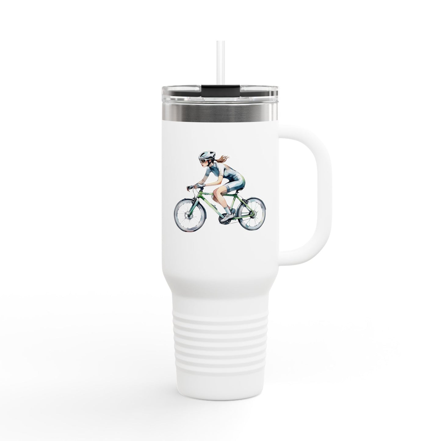 Cycling Enthusiast Insulated Travel Mug | 40oz with Bicycle Design | Perfect for Outdoor Adventures