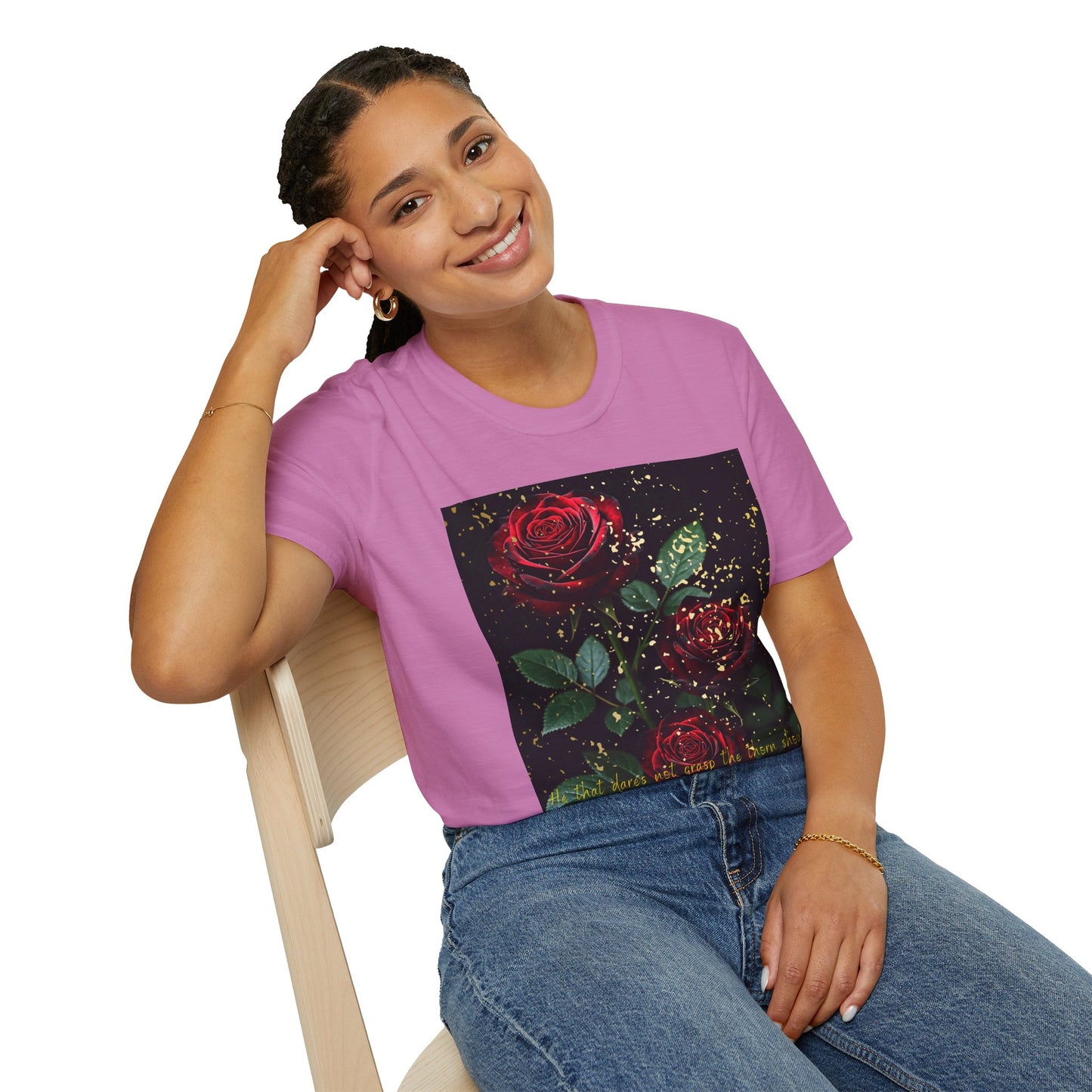 Elegant Rose Graphic T-Shirt - Inspirational Quote Design