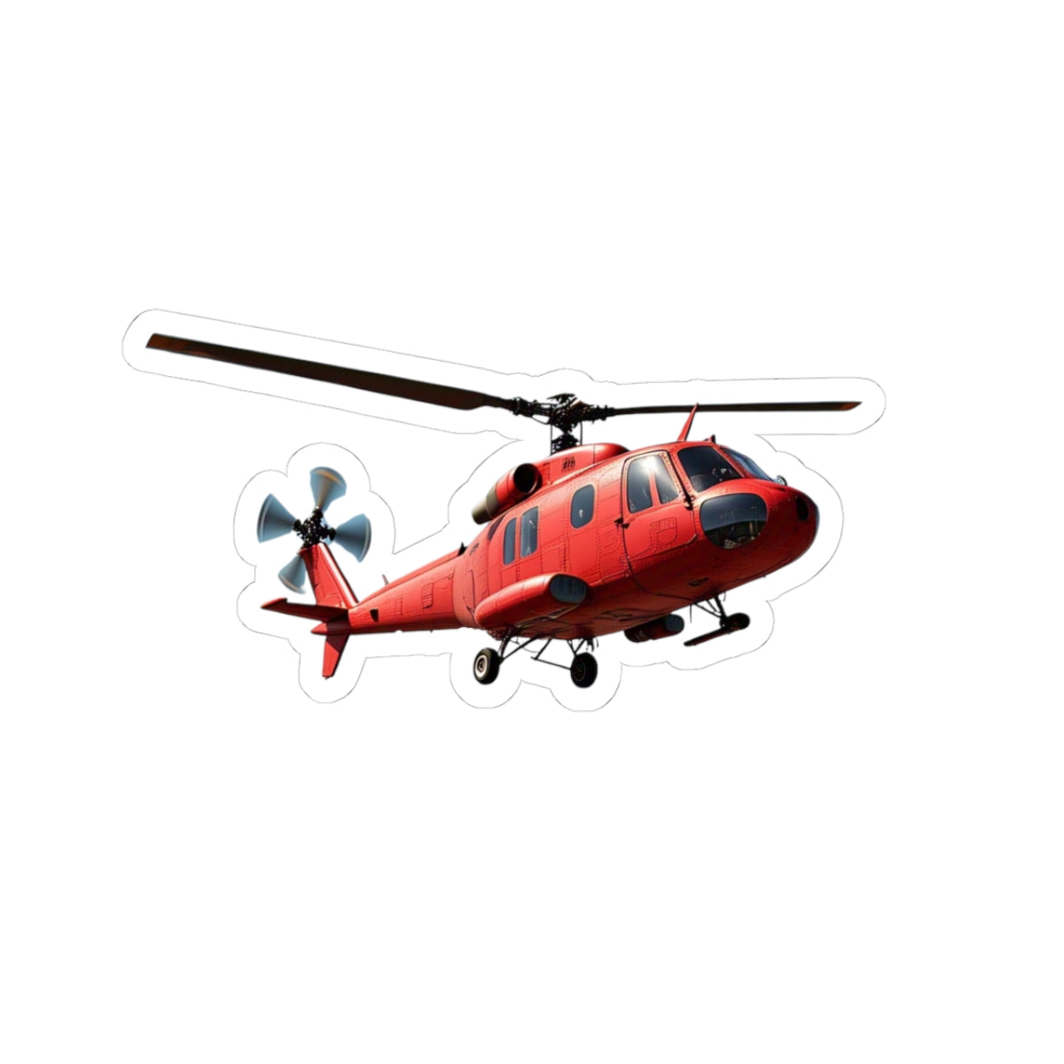 Red Helicopter Kiss-Cut Stickers - Perfect for Aviation Enthusiasts & Laptop Decor