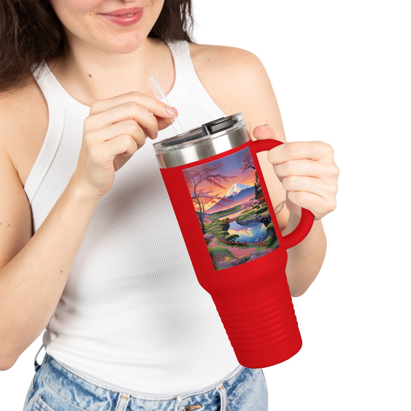 Nature-Inspired Insulated Travel Mug - 40oz Adventure Mug with Scenic Design