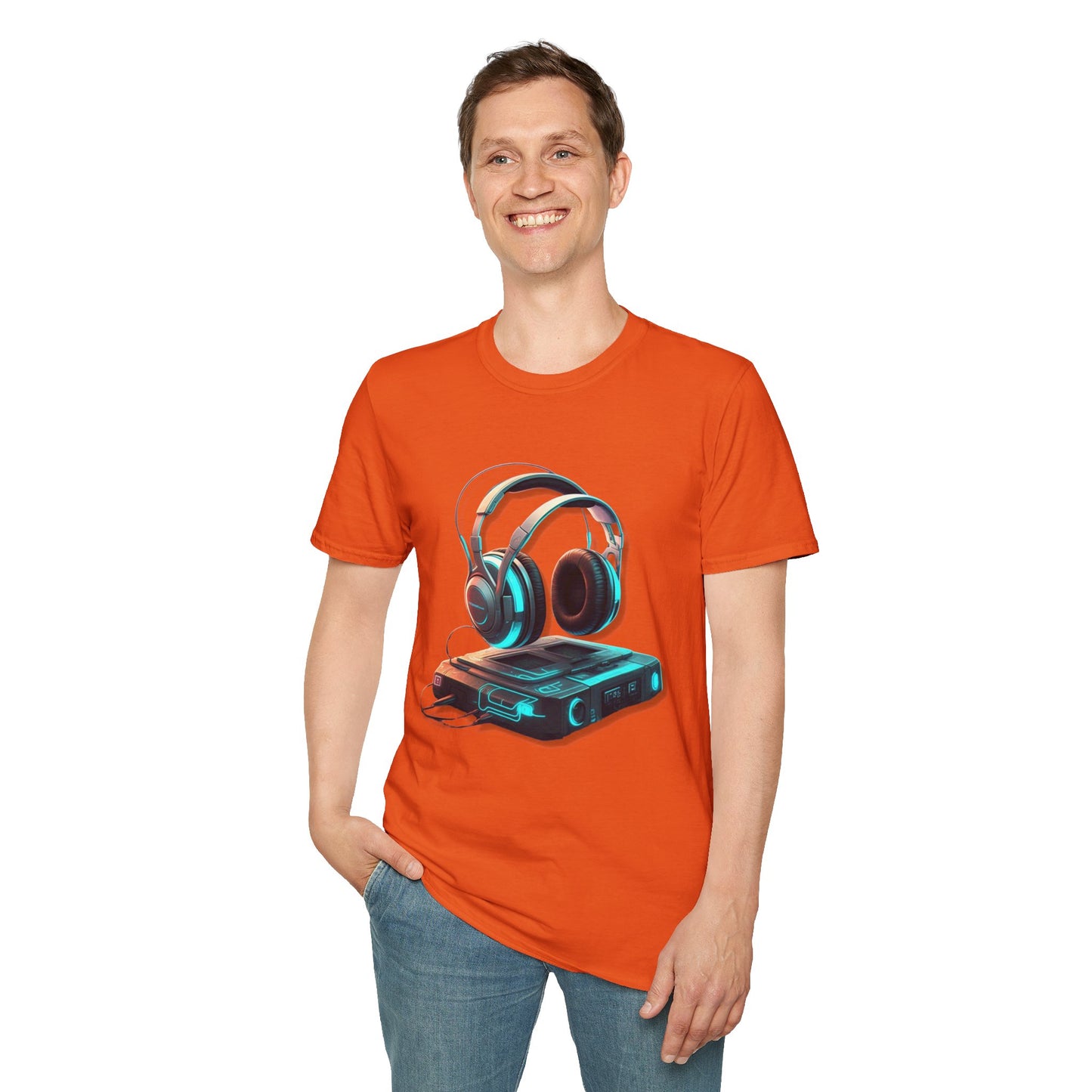 Retro Headphones Graphic Unisex Softstyle T-Shirt