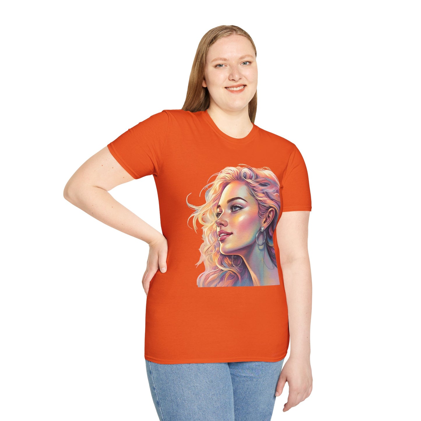 Artistic Women's Portrait T-Shirt - Women's Softstyle Tee for Creative Souls