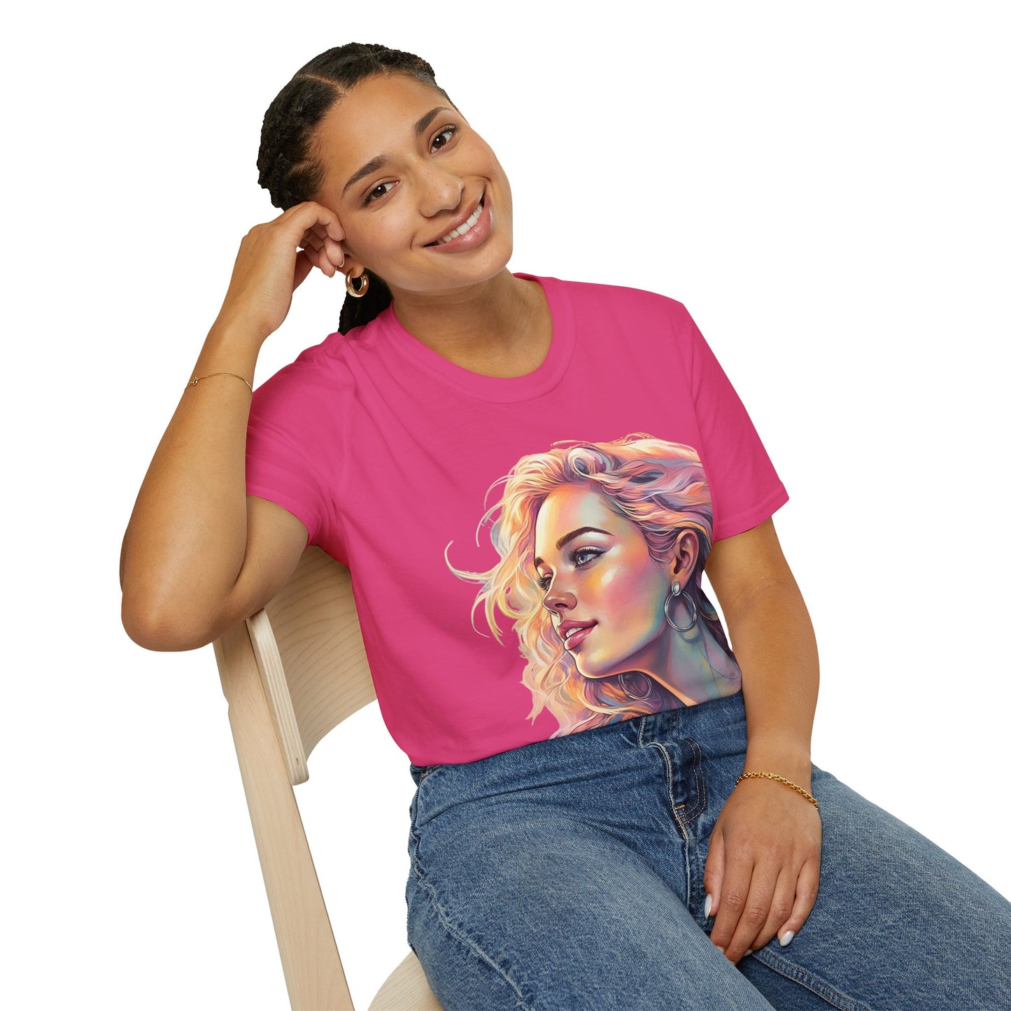 Artistic Women's Portrait T-Shirt - Women's Softstyle Tee for Creative Souls