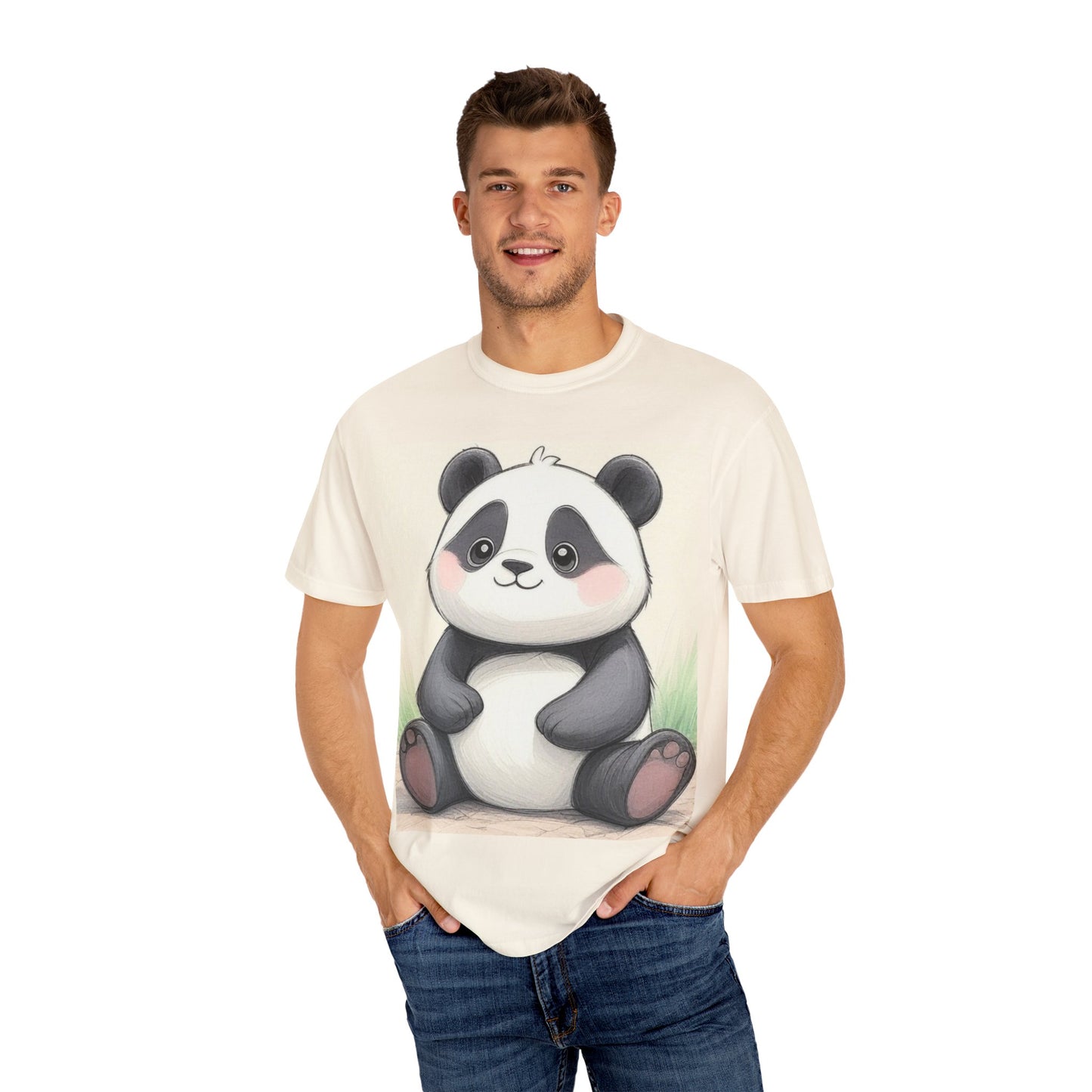 Cute Panda Unisex Garment-Dyed T-Shirt - Perfect for Animal Lovers