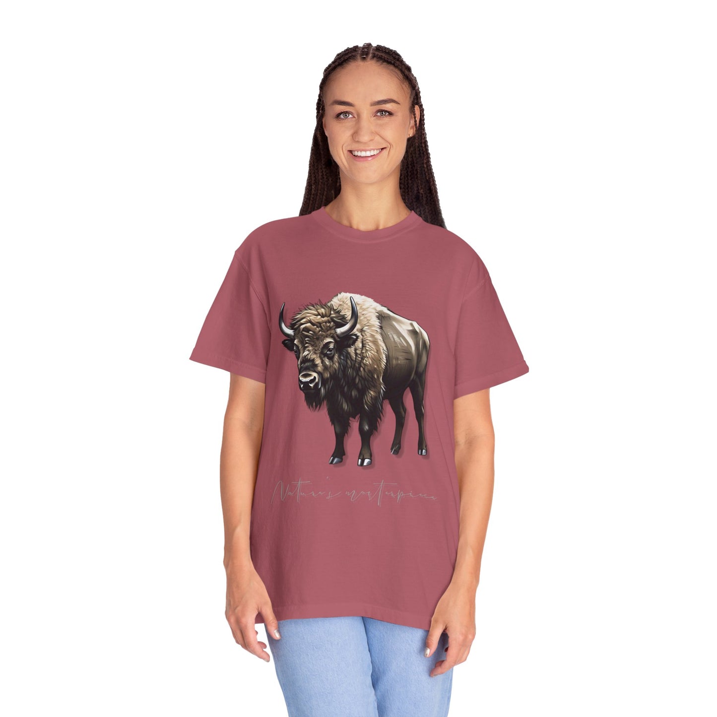Nature-Inspired Buffalo Unisex T-Shirt - Garment-Dyed Design