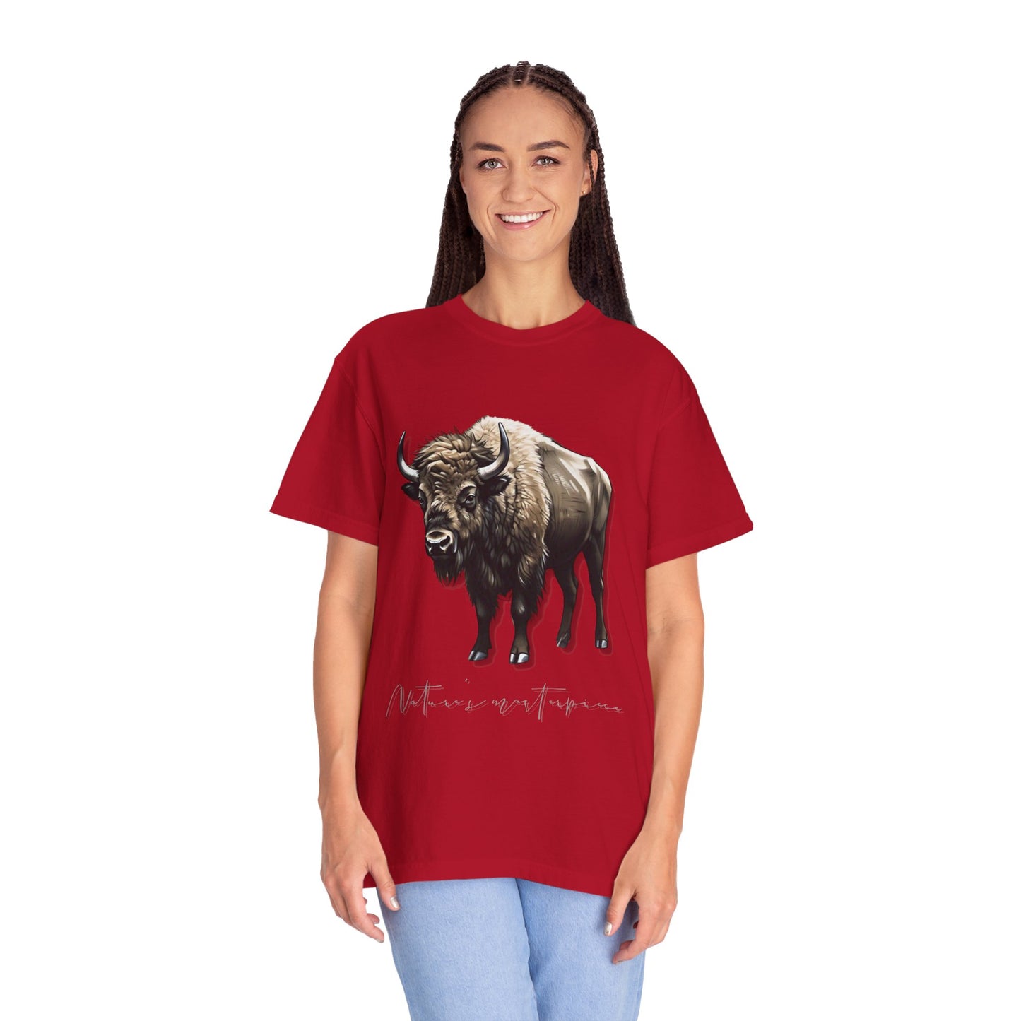 Nature-Inspired Buffalo Unisex T-Shirt - Garment-Dyed Design