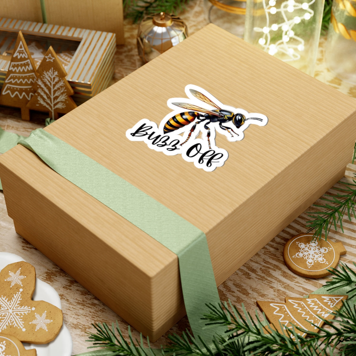 Buzz Off Bee Kiss-Cut Stickers - Fun, Colorful Laptop Decals for Nature Lovers