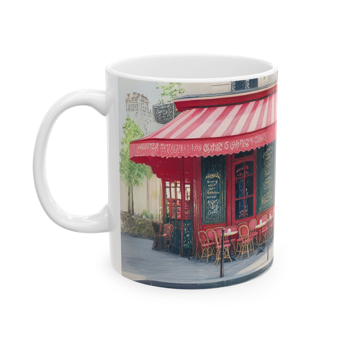 Charming Parisian Cafe Ceramic Mug - Perfect for Coffee Lovers & Gift Giving