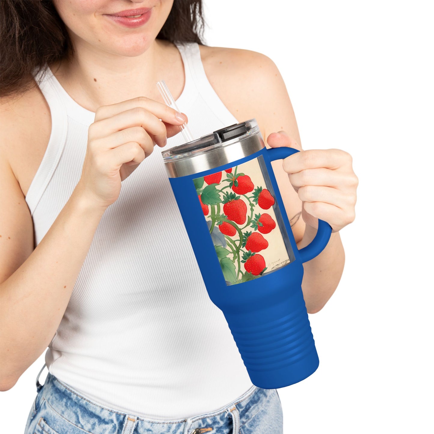 Strawberry Floral Insulated Travel Mug - 40oz