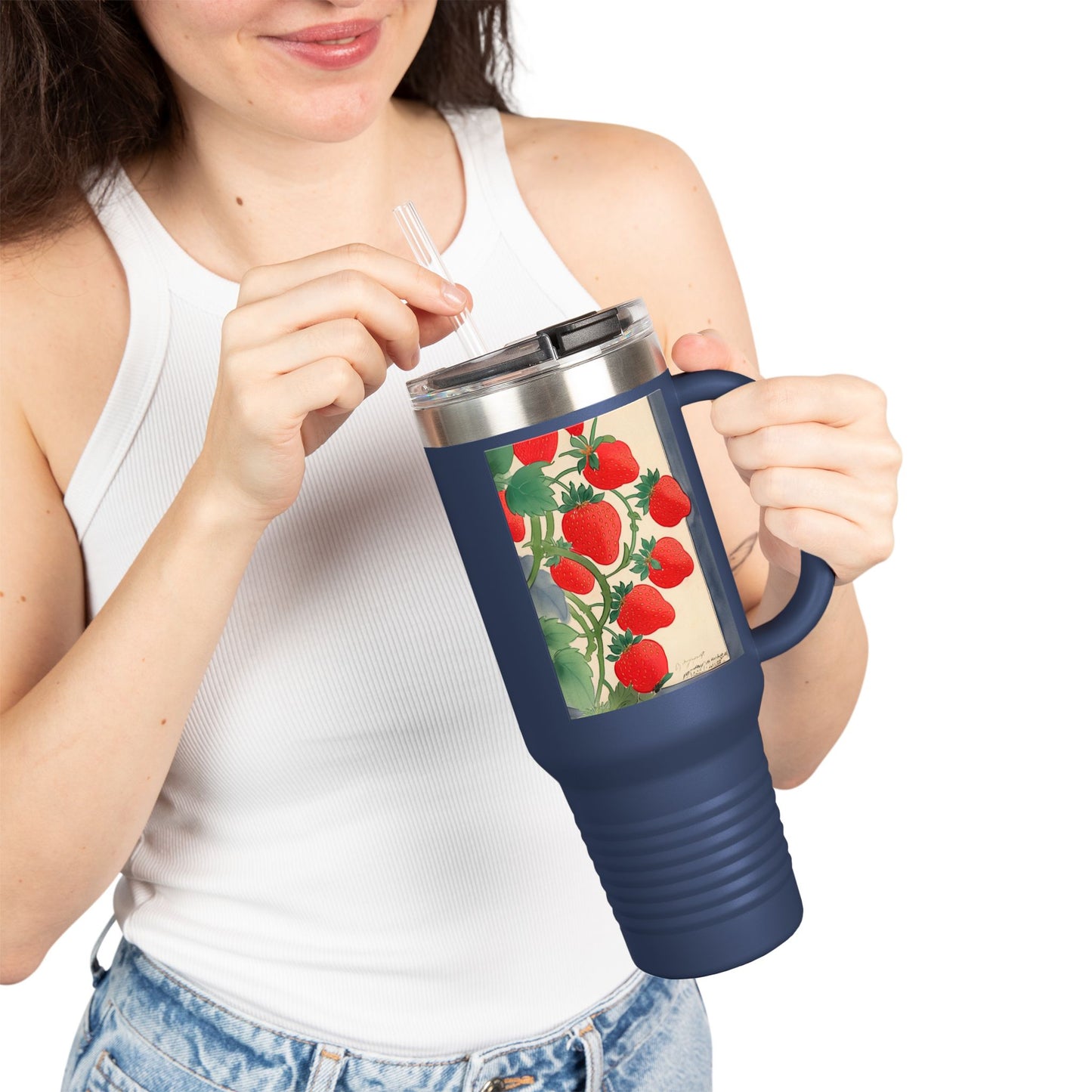 Strawberry Floral Insulated Travel Mug - 40oz
