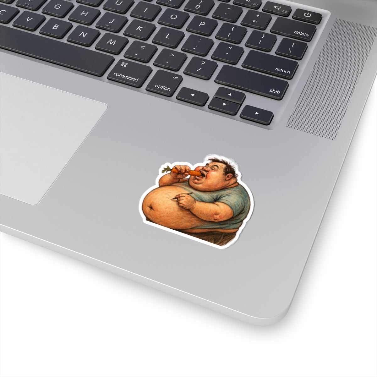 Whimsical Foodie Kiss-Cut Stickers – Fun Cartoon Carrot Eater for Laptop & Decor
