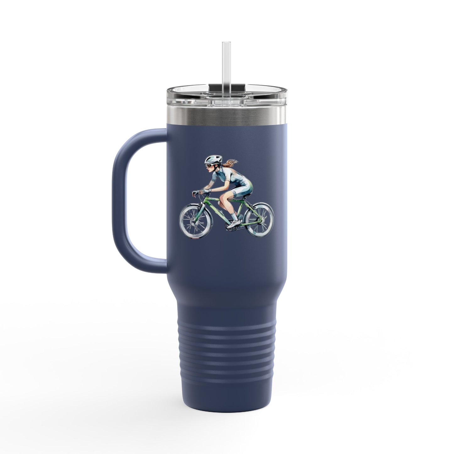 Cycling Enthusiast Insulated Travel Mug | 40oz with Bicycle Design | Perfect for Outdoor Adventures
